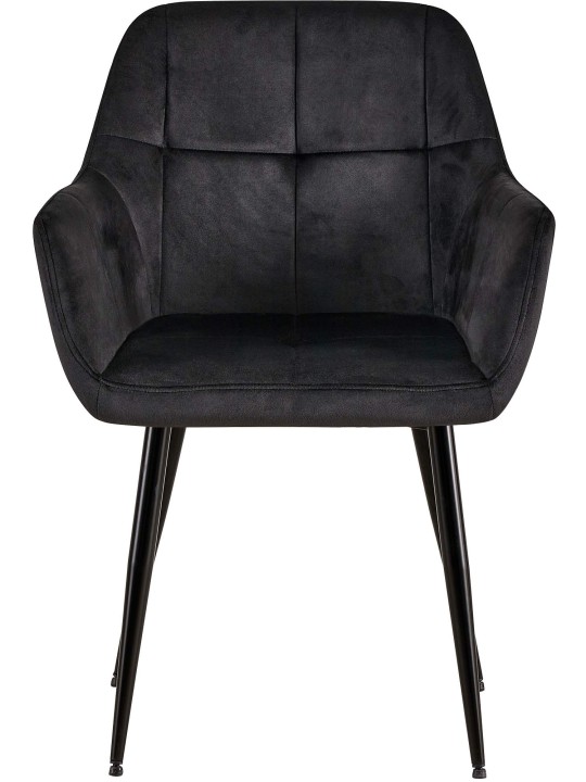 Set van 2 eetkamerstoelen Emia fluweel, zwart