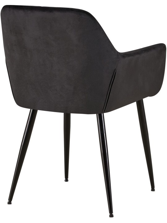 Set van 2 eetkamerstoelen Emia fluweel, zwart