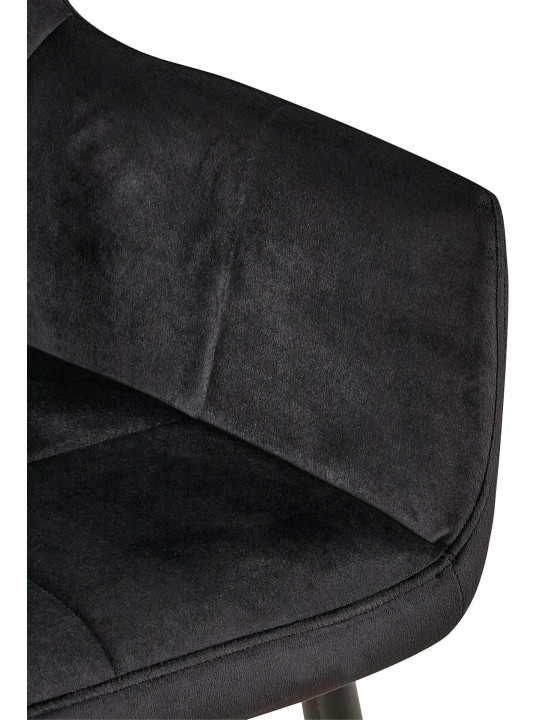 Set van 2 eetkamerstoelen Emia fluweel, zwart