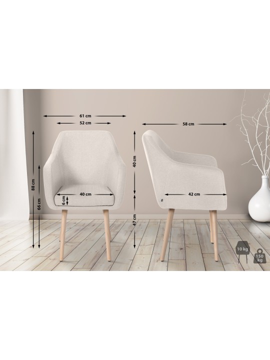 Bezoekersstoel Utrecht stof naturel, crème Bezoekersstoel Utrecht stof naturel, crème