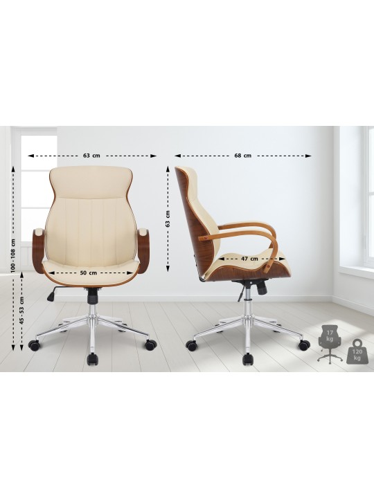 Bureaustoel Melilla kunstleer, walnoot/crème