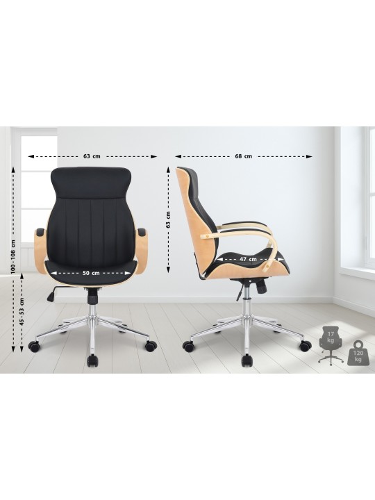 Bureaustoel Melilla kunstleer, naturel/zwart