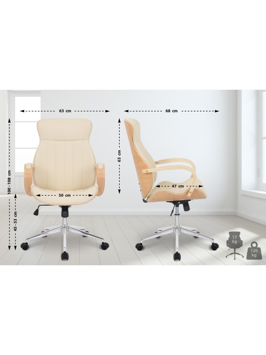 Bureaustoel Melilla kunstleer, naturel/crème