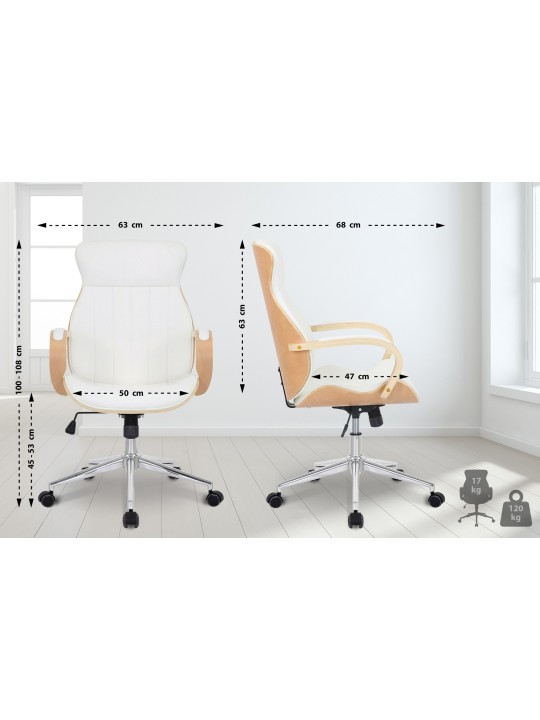 Bureaustoel Melilla kunstleer, naturel/wit