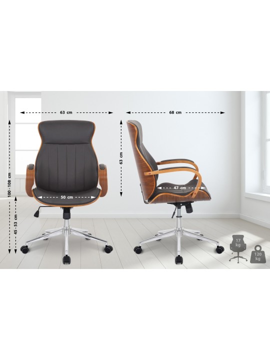 Bureaustoel Melilla kunstleer, walnoot/bruin