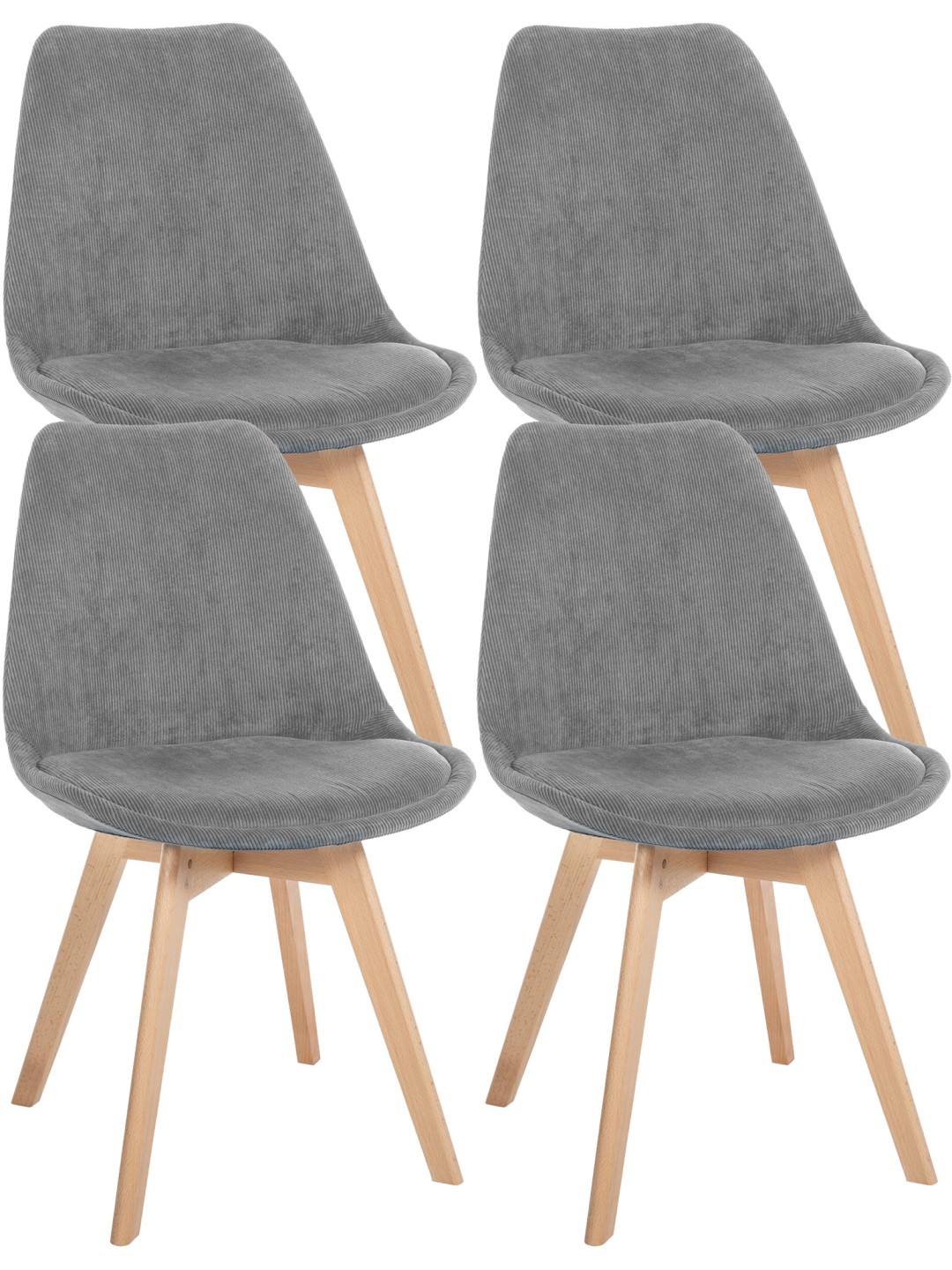 Set van 4 stoelen Linares Cord, grijs