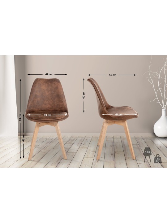 Set van 4 stoelen Linares Vintage, bruin