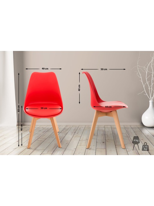Set van 4 stoelen Linares, rood