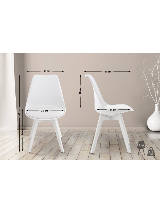 Set van 4 stoelen Linares kunststof, wit/wit