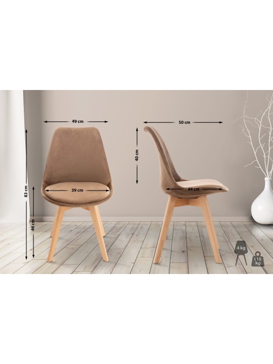Set van 4 stoelen Linares fluweel, bruin