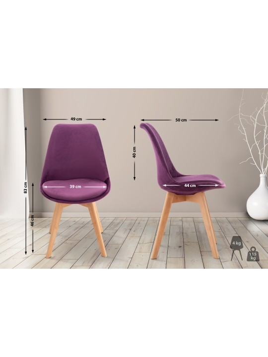 Set van 4 stoelen Linares fluweel, lila