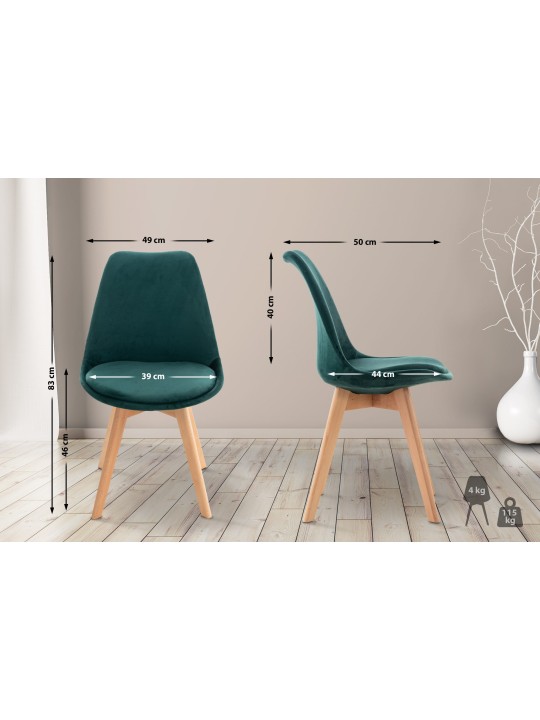 Stoel Linares Fluweel, groen