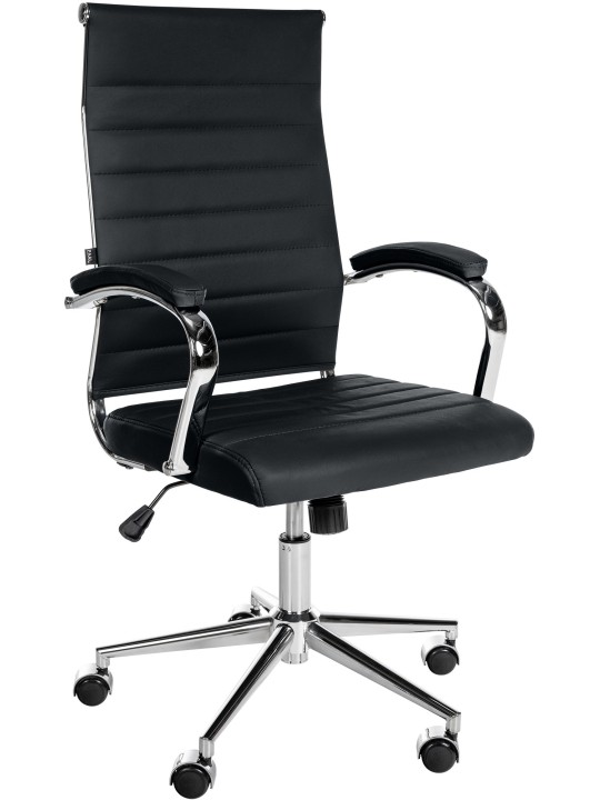 Bureaustoel Mollis echt leer, zwart