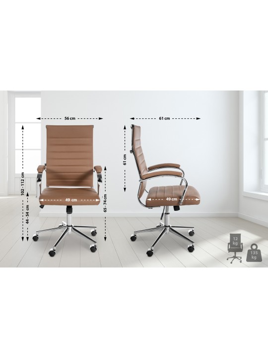 Bureaustoel Mollis echt leer, lichtbruin