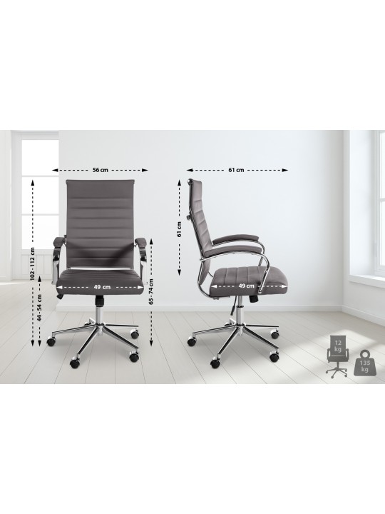 Bureaustoel Mollis echt leer, grijs