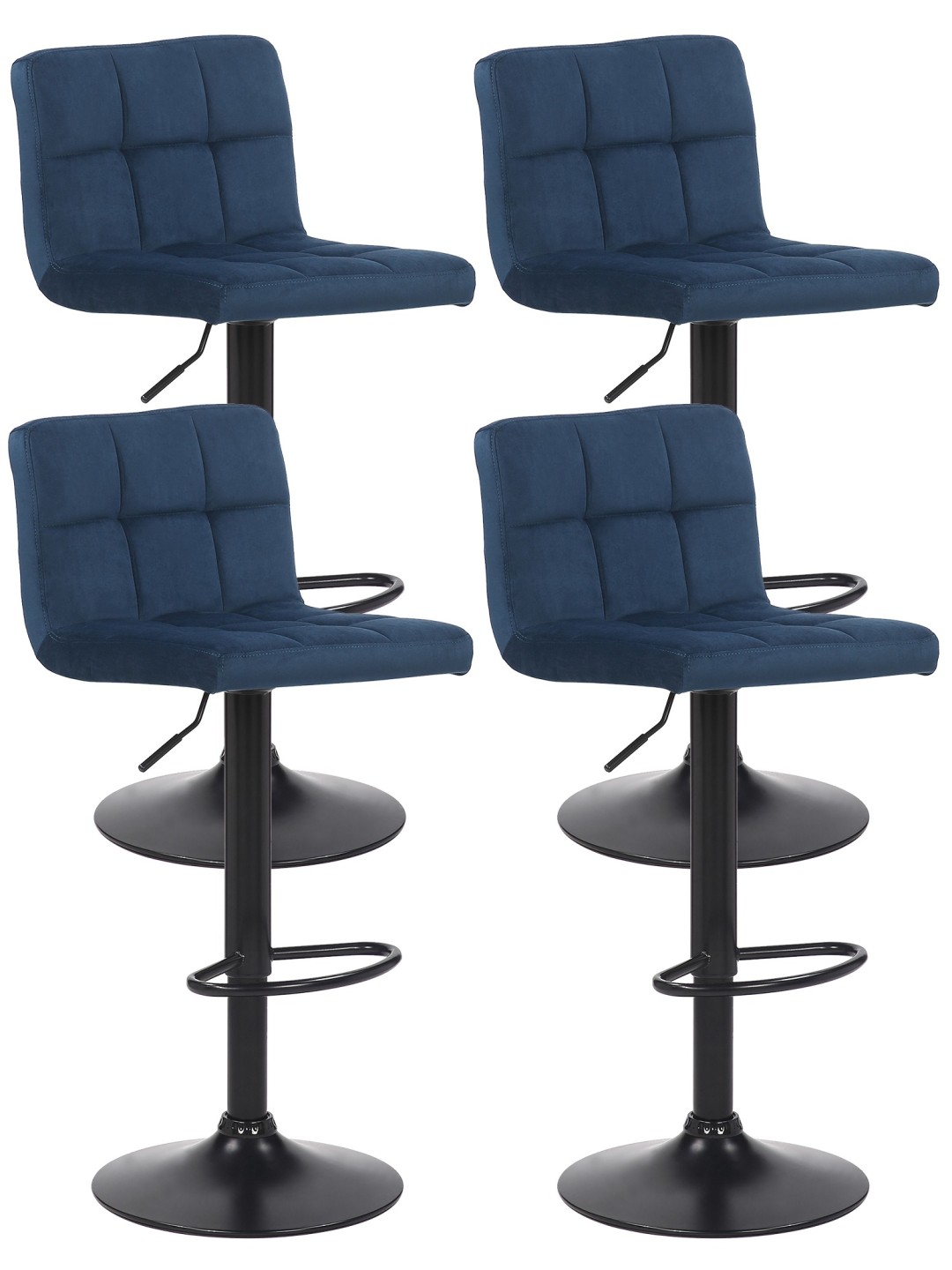 Set van 4 barkrukken Feni fluweel, blauw