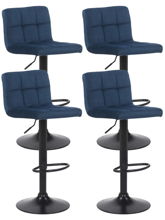 Set van 4 barkrukken Feni fluweel, blauw