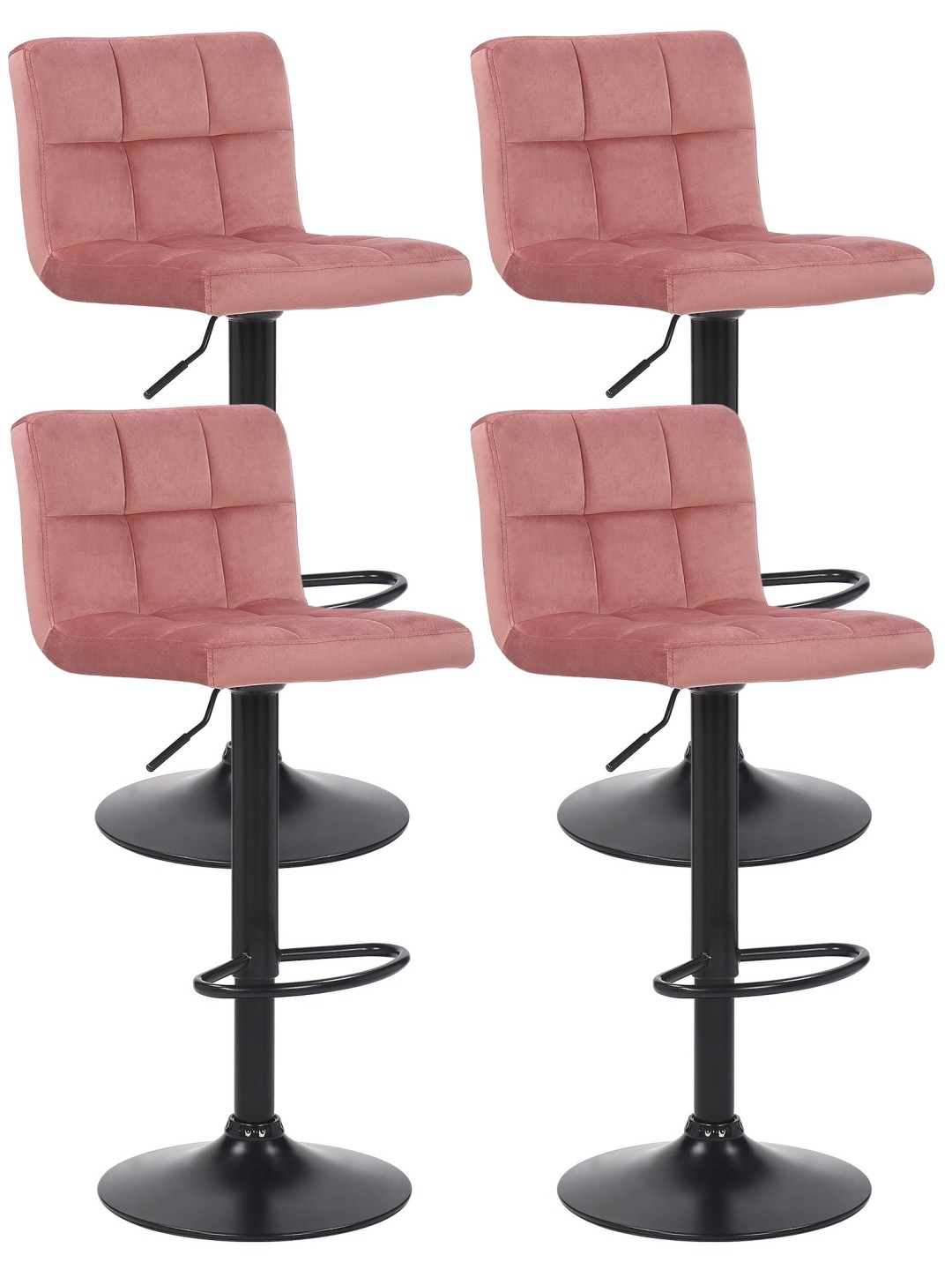 Set van 4 barkrukken Feni fluweel, roze