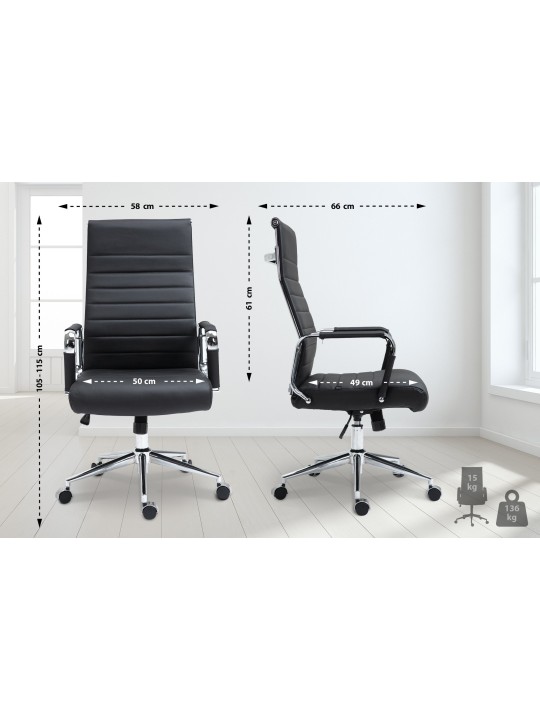 Bureaustoel Columbus echt leer, zwart Bureaustoel Columbus echt leer, zwart