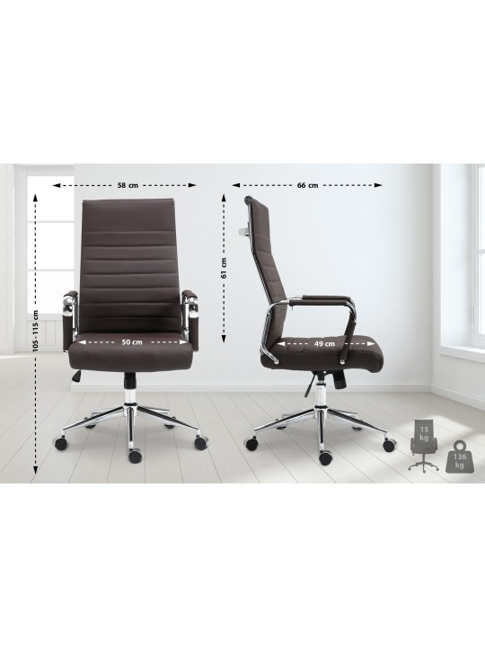 Bureaustoel Columbus echt leer, bruin Bureaustoel Columbus echt leer, bruin