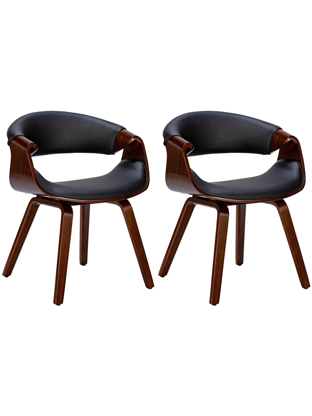 Set van 2 eetkamerstoelen Foley kunstleer, walnoot/zwart