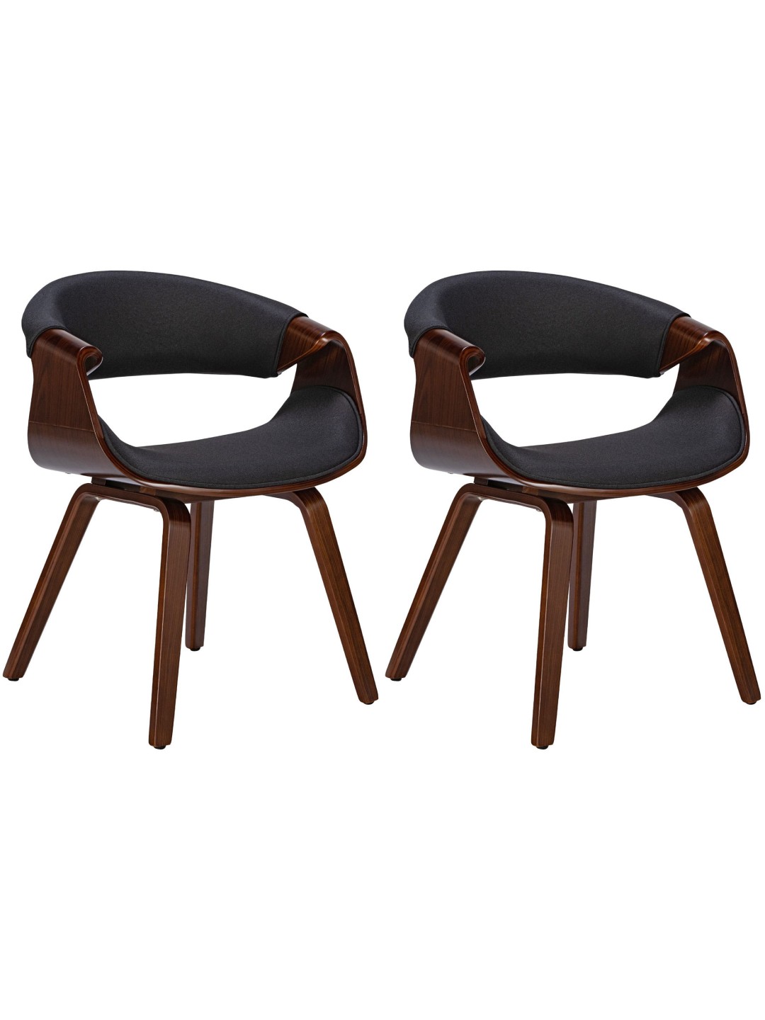 Set van 2 eetkamerstoelen Foley stof, walnoot/zwart