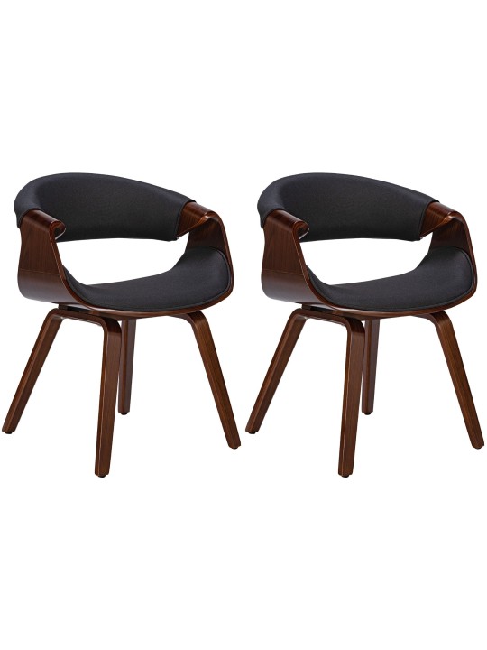 Set van 2 eetkamerstoelen Foley stof, walnoot/zwart