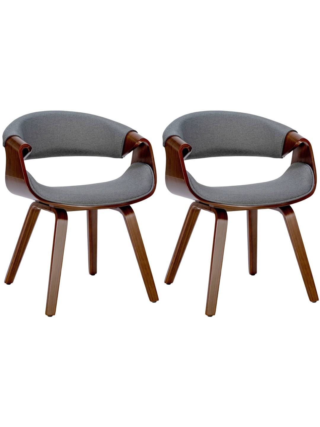 Set van 2 eetkamerstoelen Foley stof, walnoot/grijs