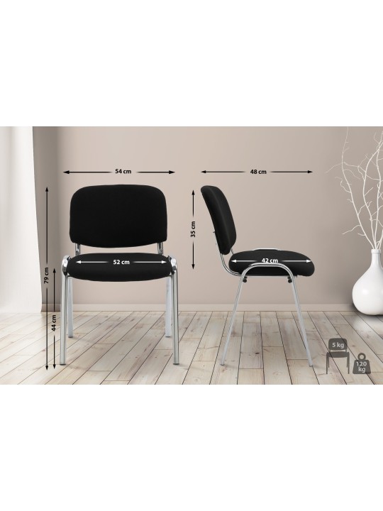 Bezoekersstoel Ken C stof, zwart