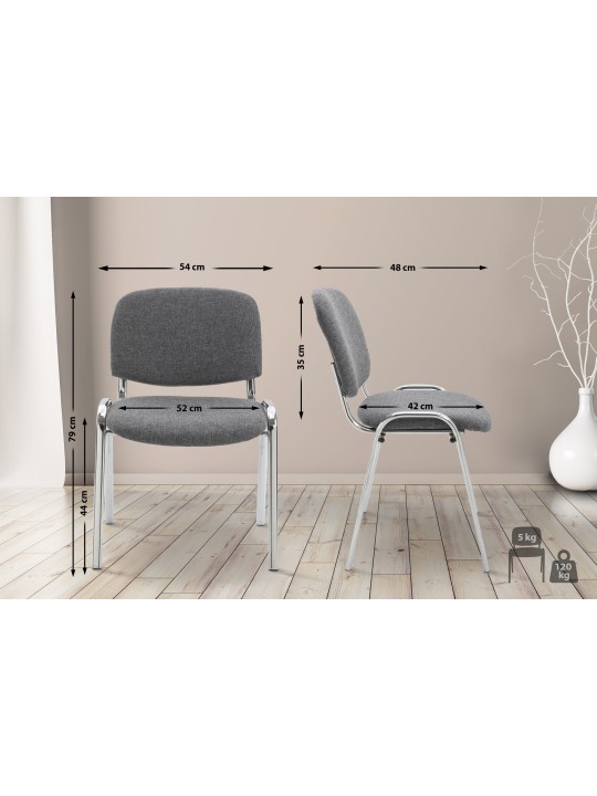 Bezoekersstoel Ken C stof, grijs