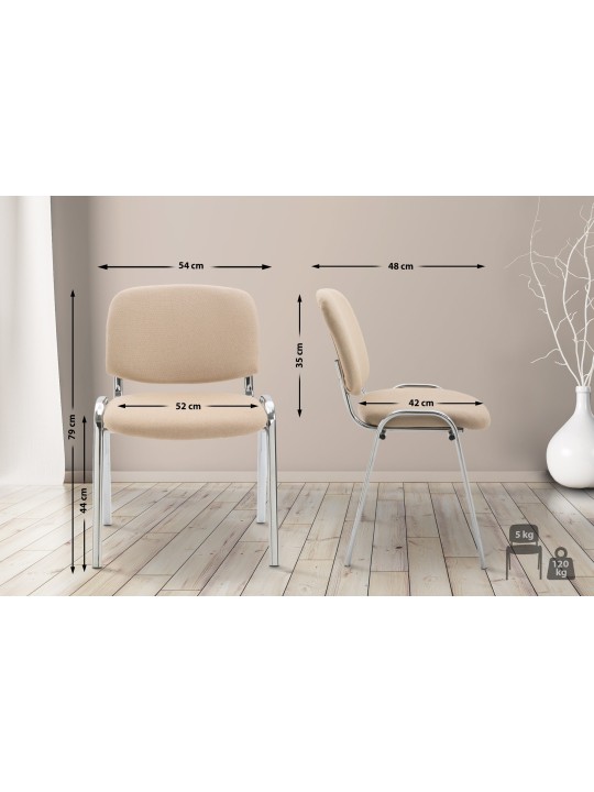 Bezoekersstoel Ken C stof, crème