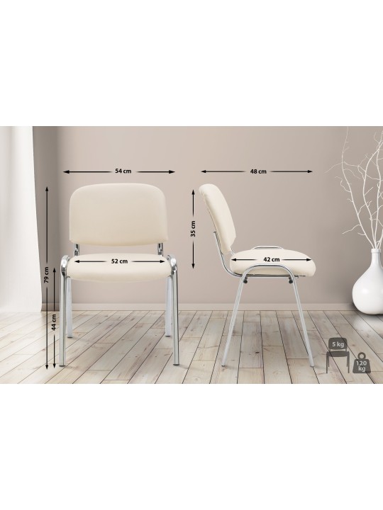 Bezoekersstoel Ken C kunstleer, crème