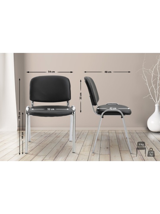 Bezoekersstoel Ken C kunstleer, zwart