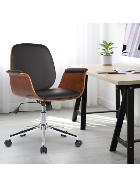Bureaustoel Kemberg kunstleer, walnoot/zwart