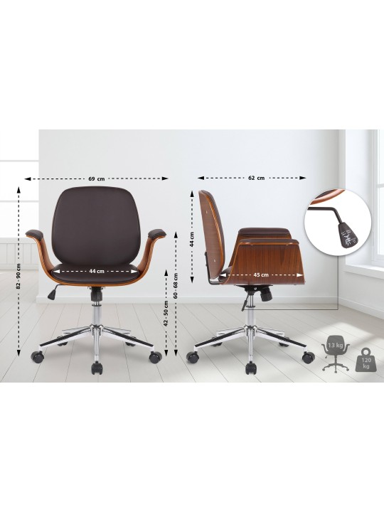 Bureaustoel Kemberg kunstleer, walnoot/bruin Bureaustoel Kemberg kunstleer, walnoot/bruin