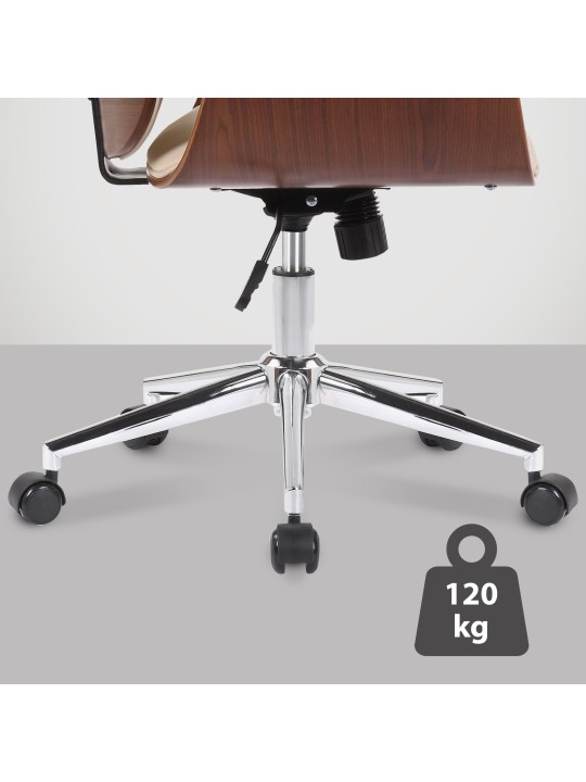 Bureaustoel Kemberg kunstleer, walnoot/crème