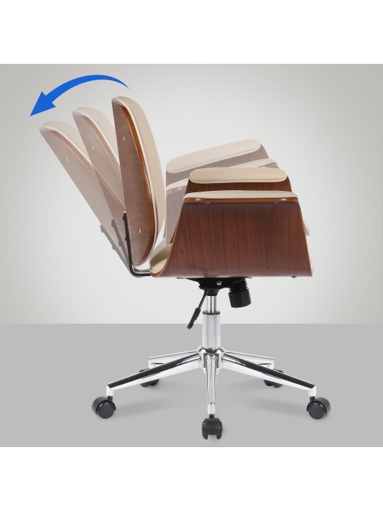 Bureaustoel Kemberg kunstleer, walnoot/crème