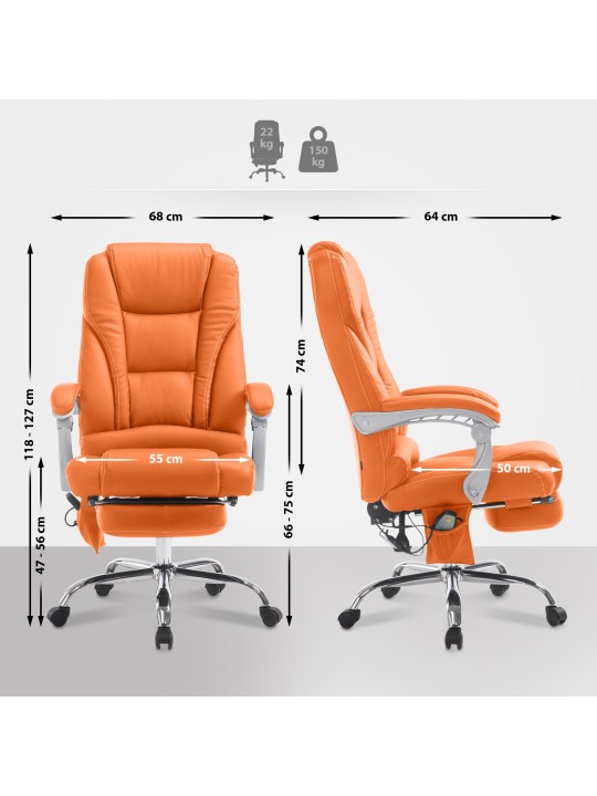 Pacific bureaustoel met massagefunctie V2, oranje