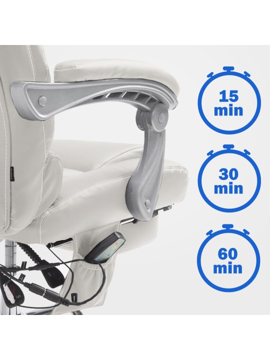 Bureaustoel Pacific met massagefunctie V2, wit