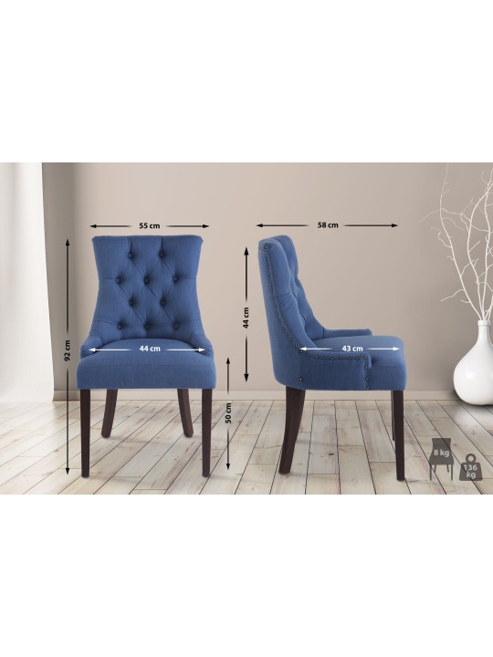 Eetkamerstoel Aberdeen stof antiek, blauw