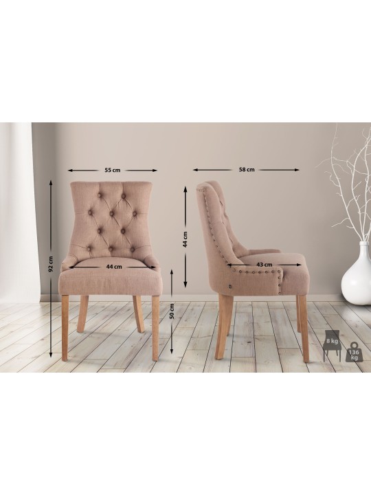 Set van 2 eetkamerstoelen Aberdeen stof antiek-licht, taupe