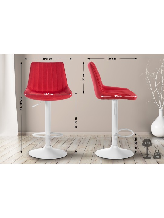 Set van 2 barkrukken Toni stof, rood