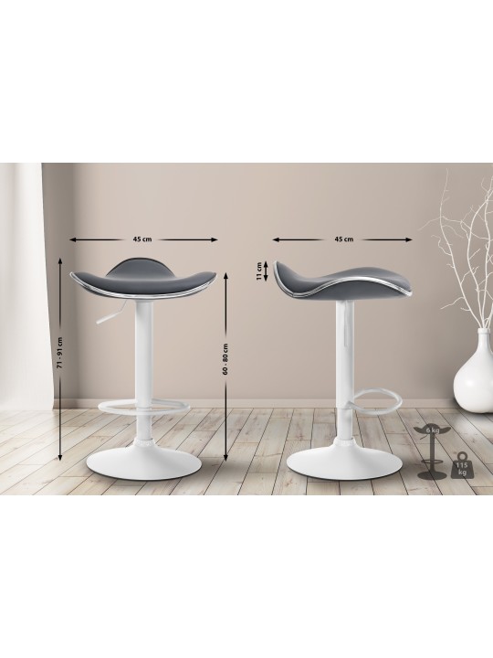 Barkruk Shanghai kunstleer, grijs