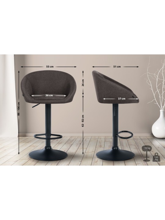 Barkruk Davie stof, donkergrijs