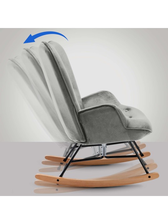 Schommelstoel Sanka fluweel, grijs Schommelstoel Sanka fluweel, grijs