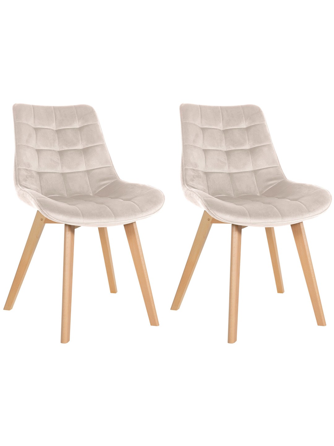Set van 2 stoelen Brook fluweel, crème