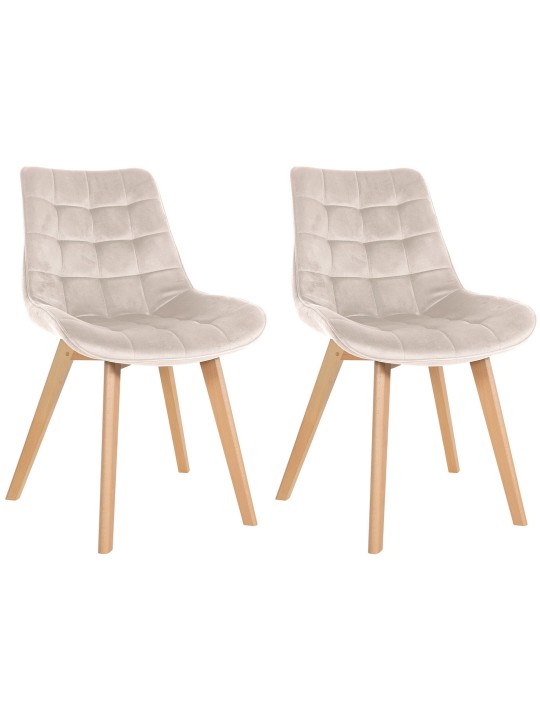 Set van 2 stoelen Brook fluweel, crème