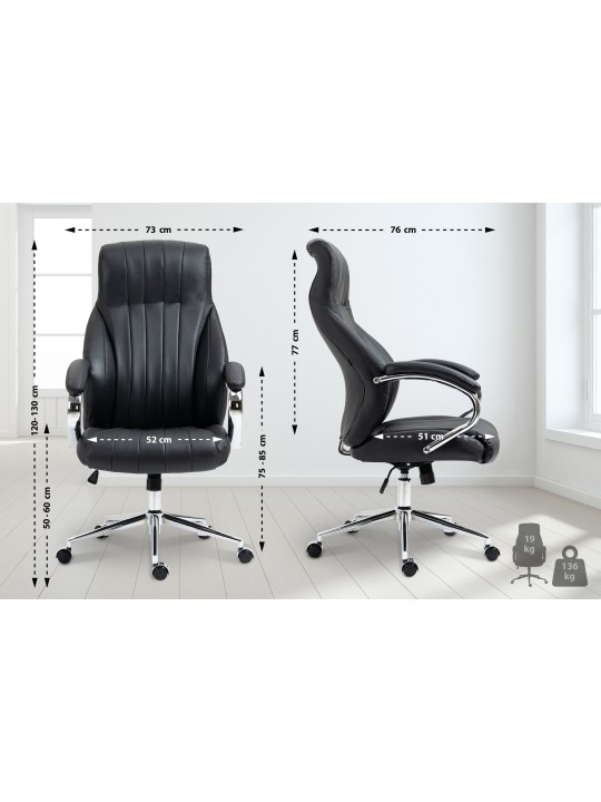 Wigan bureaustoel van echt leer, zwart Wigan bureaustoel van echt leer, zwart