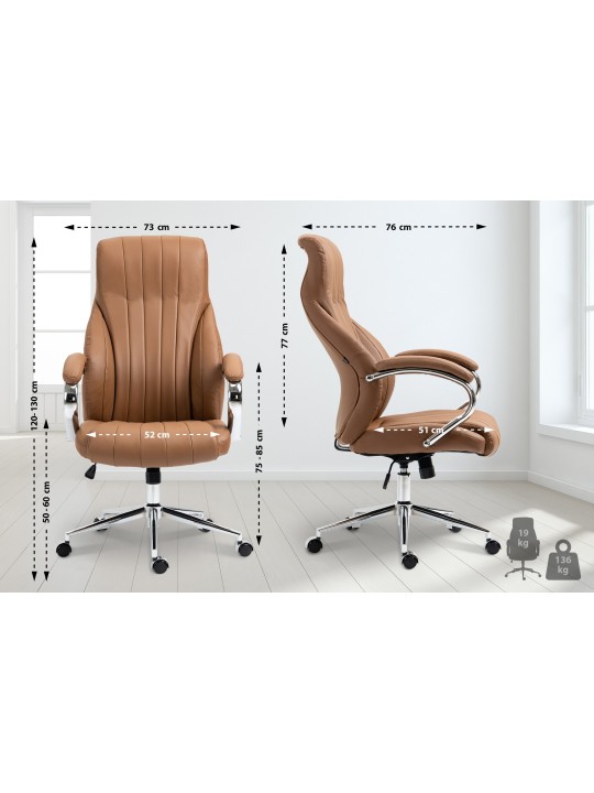Bureaustoel Wigan echt leer, lichtbruin