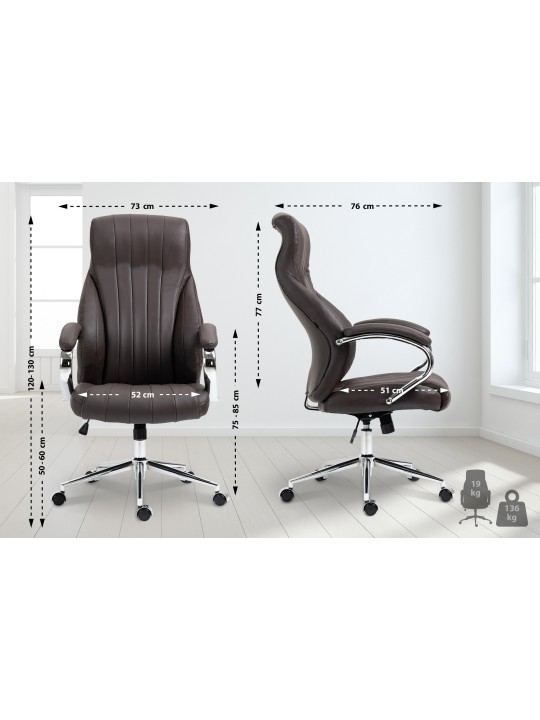 Bureaustoel Wigan echt leer, bruin